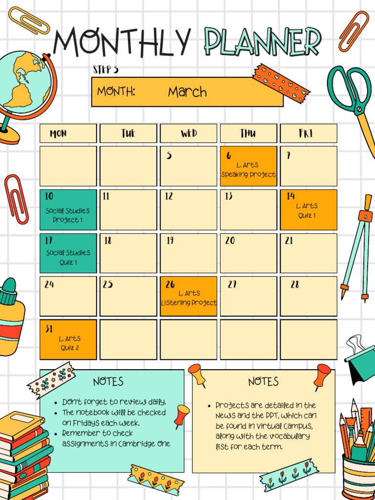 Monthly Planner Step 5 | PDF