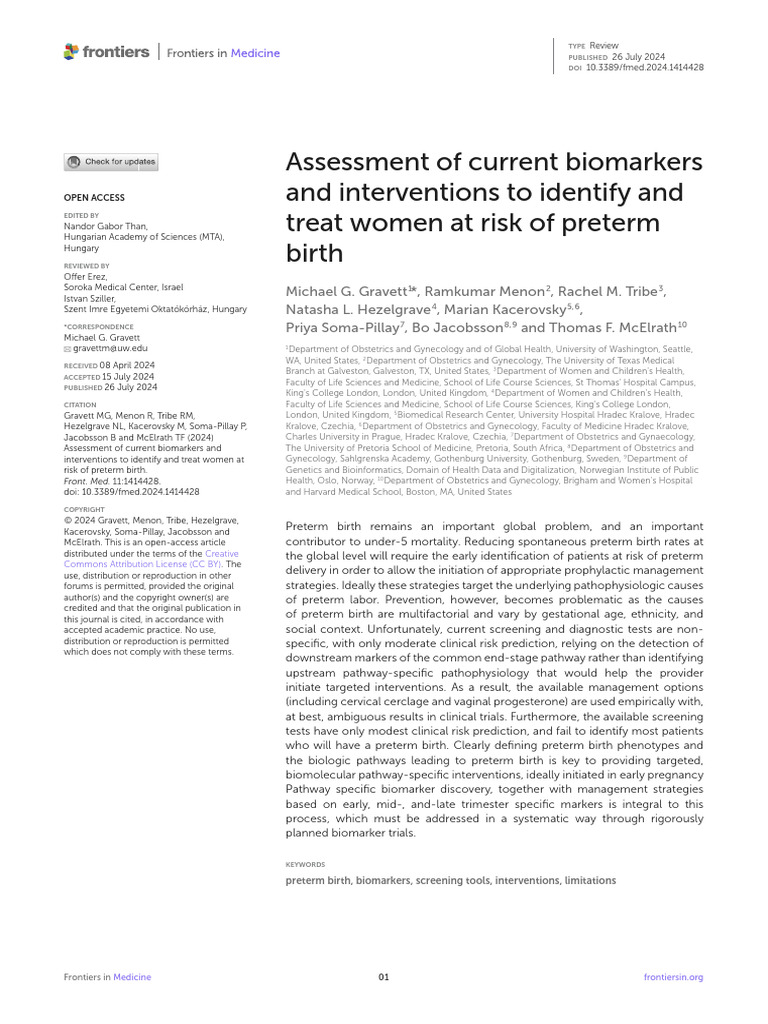 Assessment of Current Biomarkers and Interventions To Identify and ...