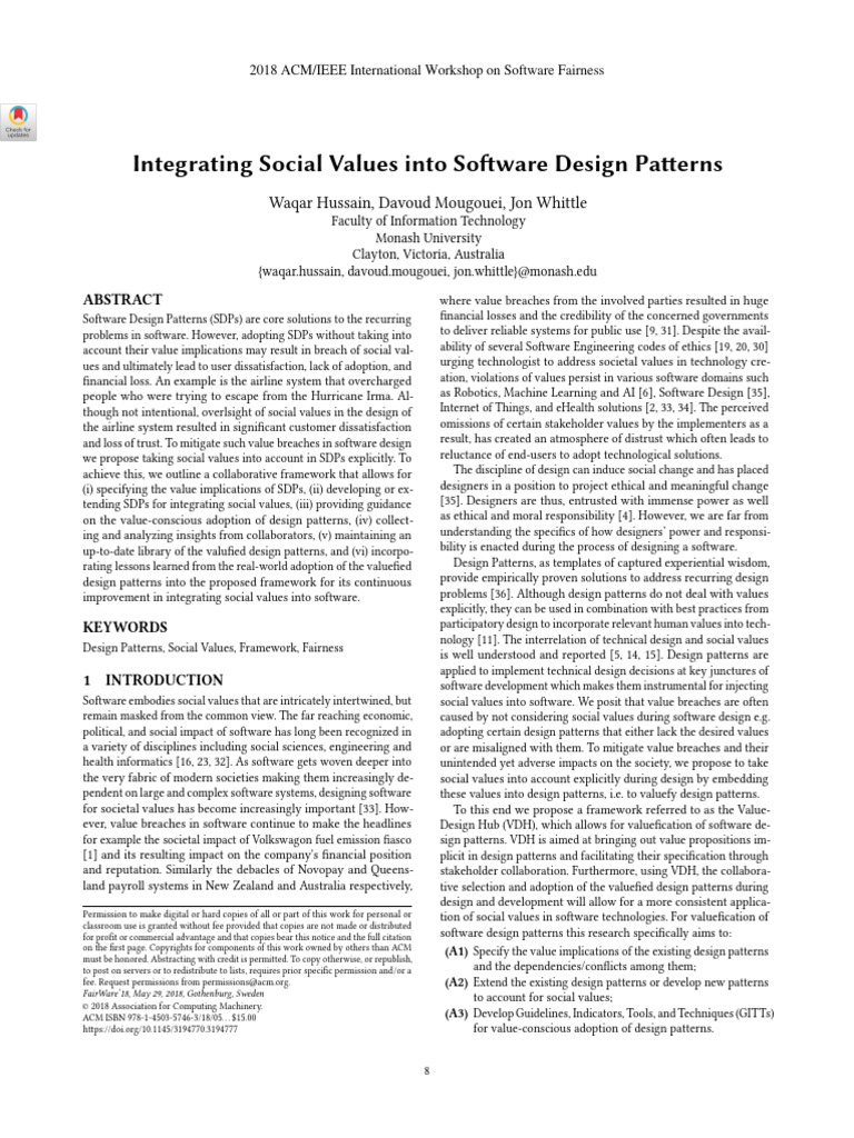 Integrating Social Values in Design Patterns | PDF | Value (Ethics ...