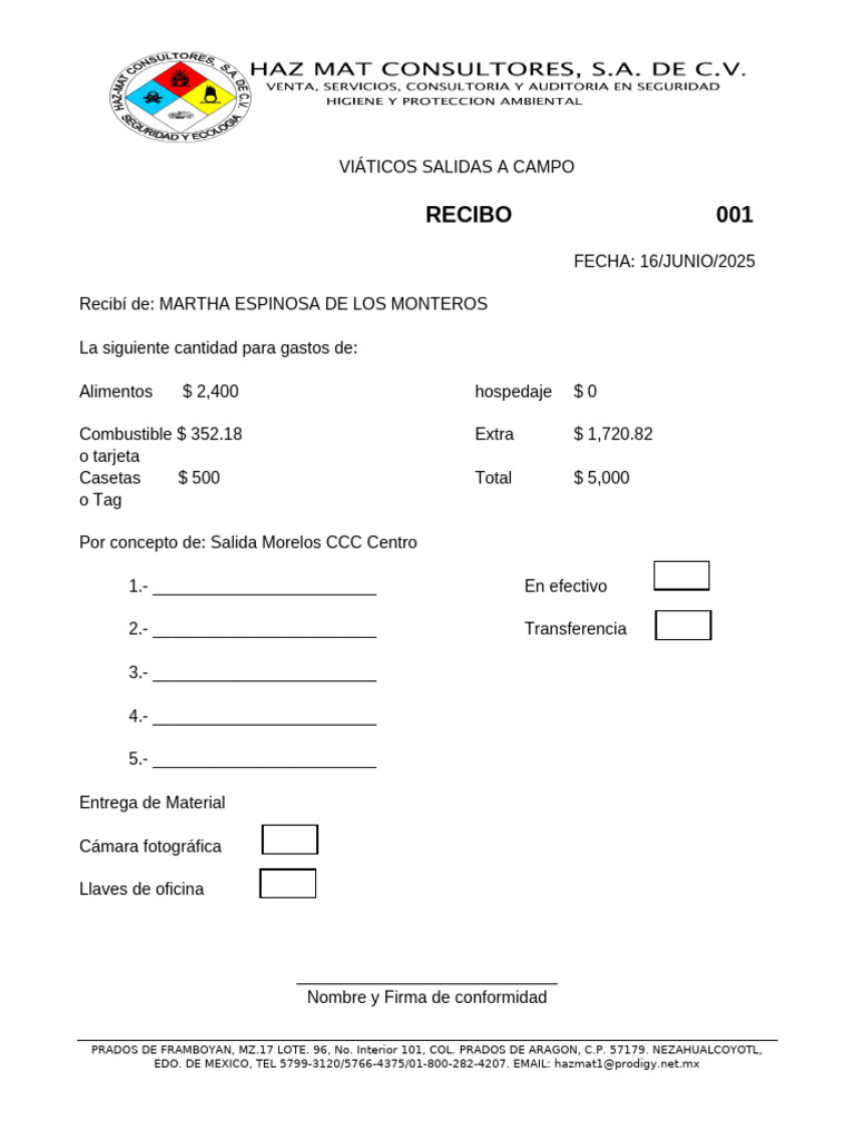 Formato Viaticos - Morelos | PDF