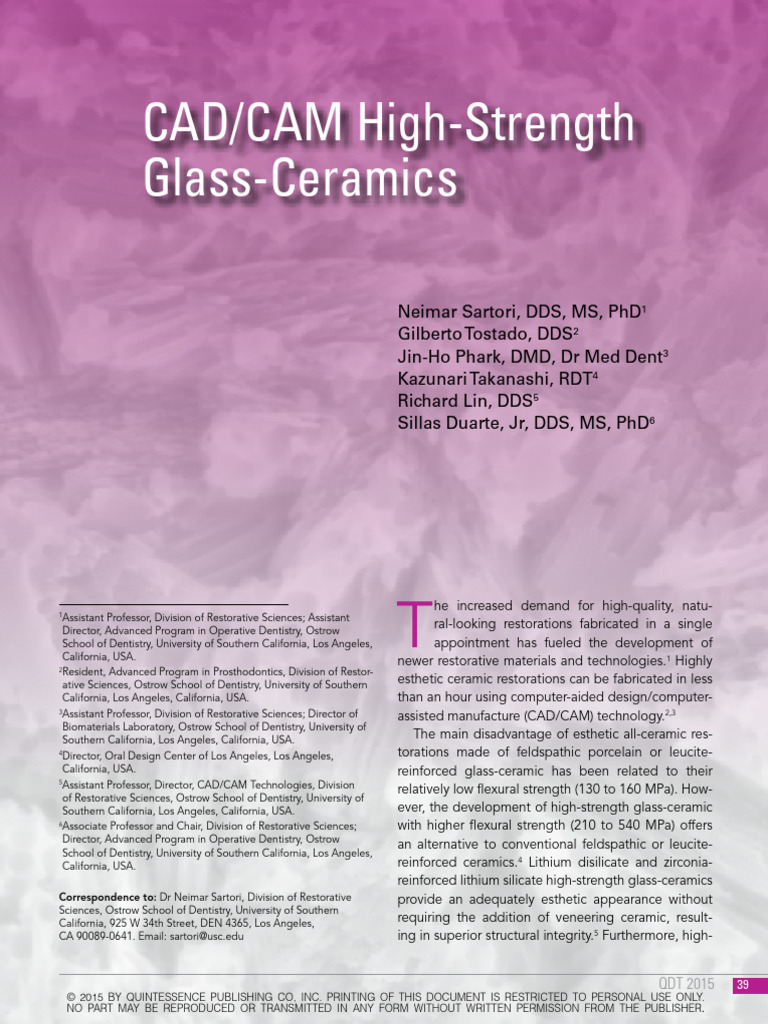 High-Strength Glass-Ceramics in Dentistry | PDF | Zirconium Dioxide ...