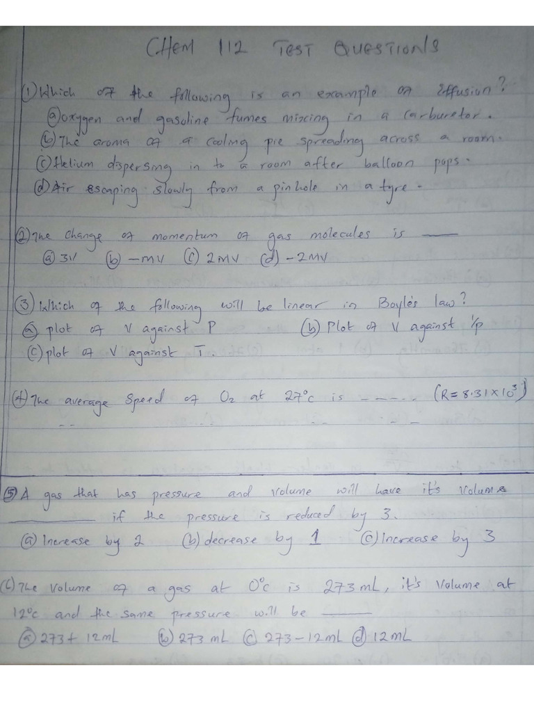 Chem 112 Test Questions | PDF