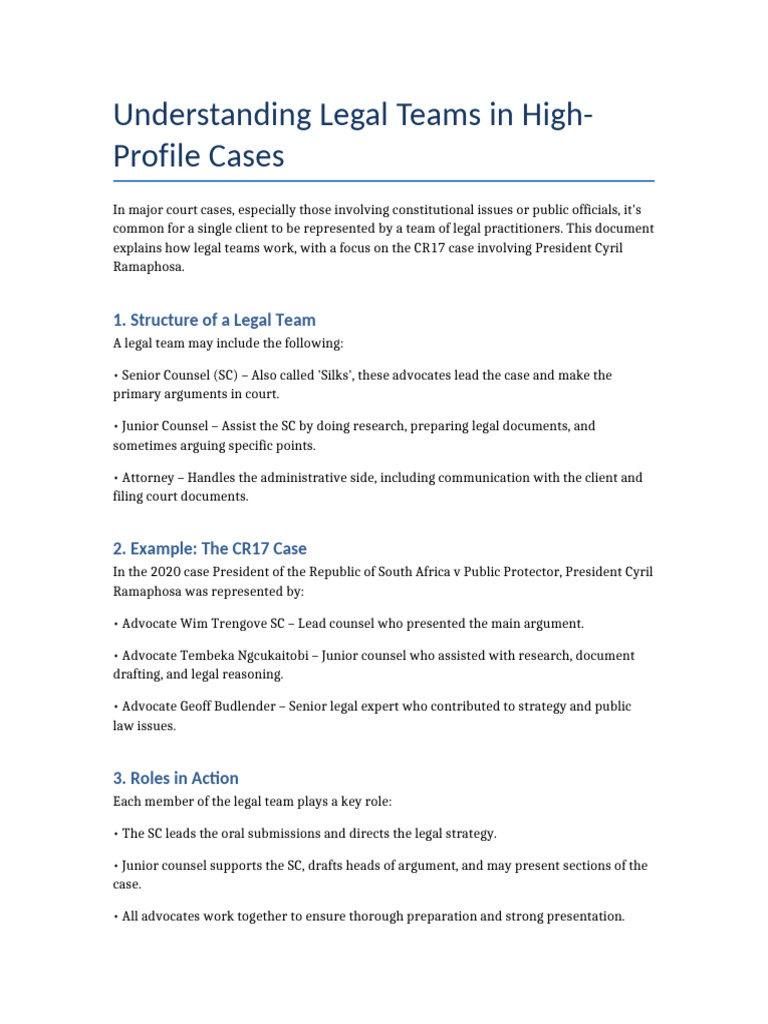 Legal Teams Explained | PDF