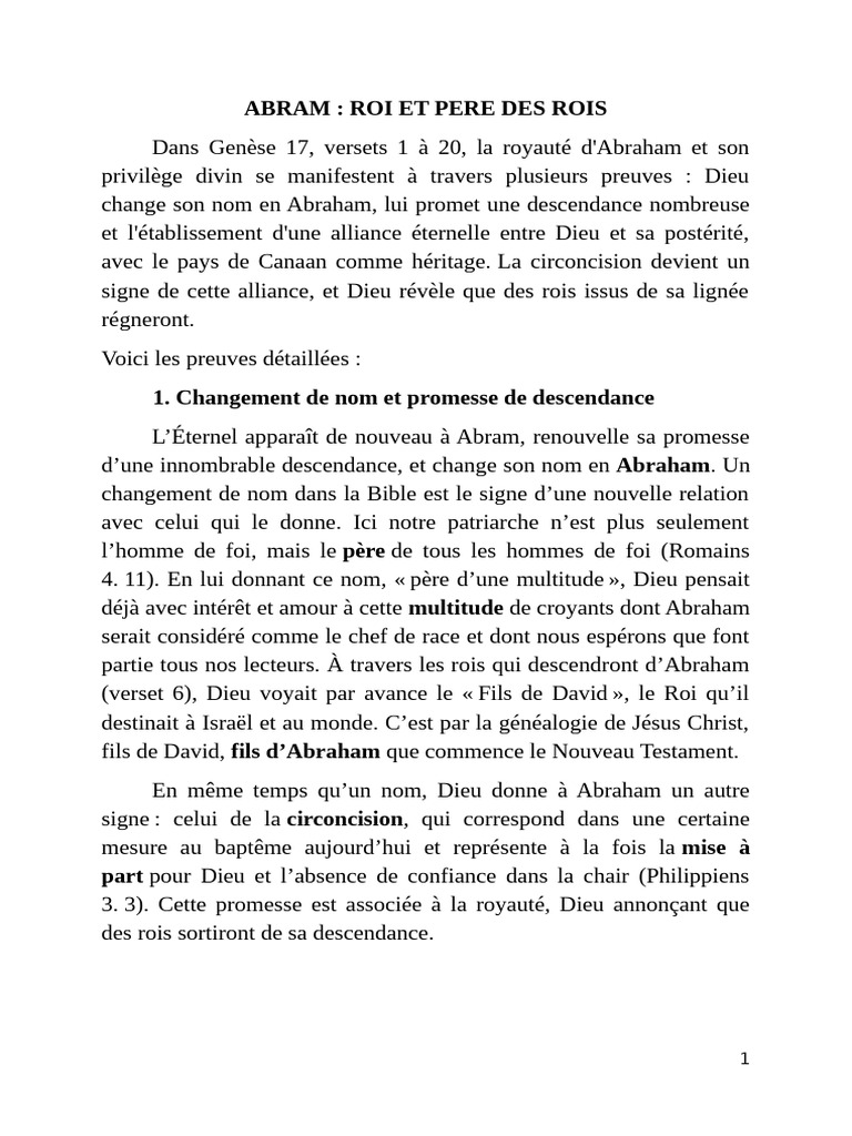 Abraham : Père des Rois et Alliances | PDF | Abraham | Ismaël