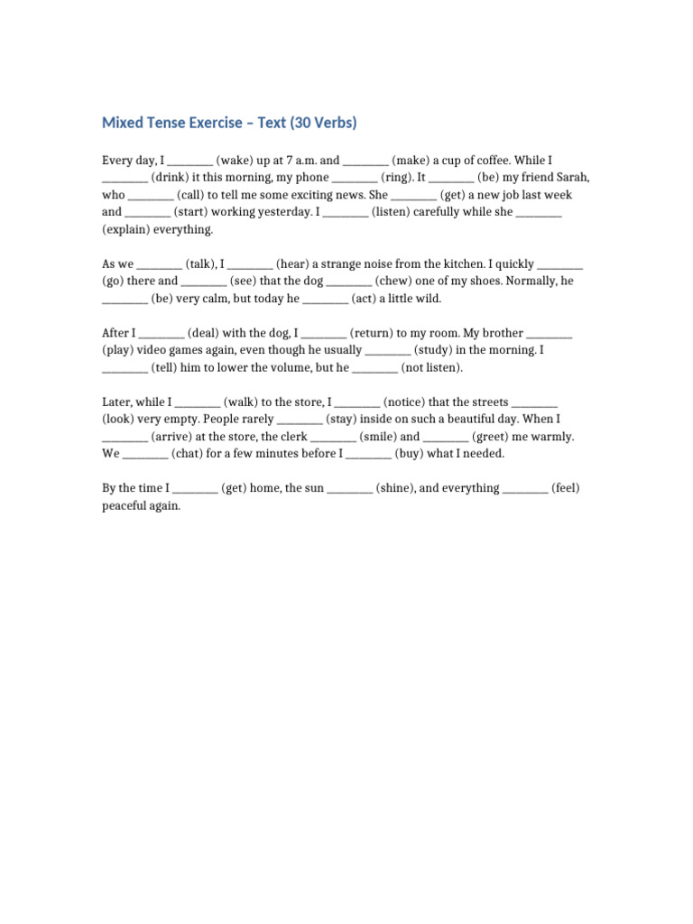 Mixed Tense Text Exercise | PDF