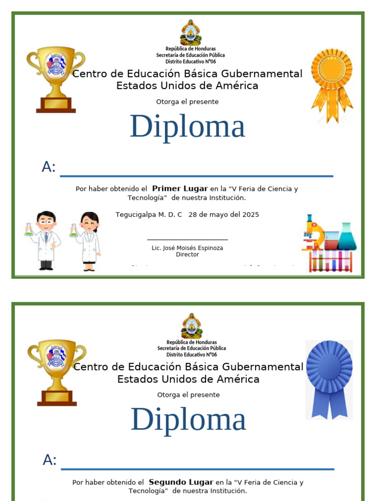 Diplomas por Feria de Ciencia 2025 | PDF