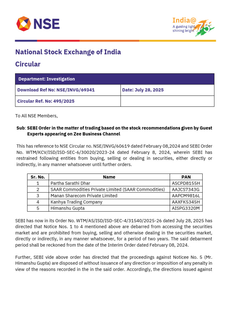 SEBI Order on Zee Business Stock Experts | PDF | Insider Trading | Fraud