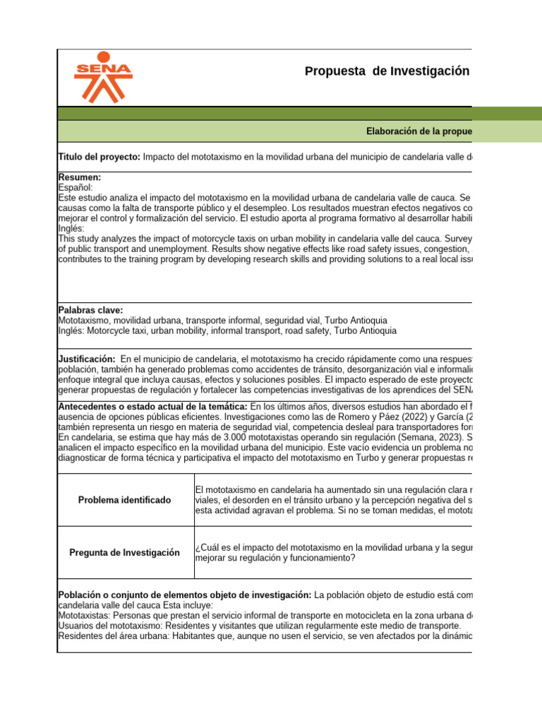 Propuesta de Investigación. GA4 240201064 AA2 EV01 | PDF | Metodología ...