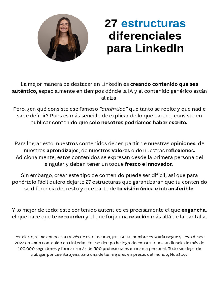 27 Estructuras para Contenido en LinkedIn | PDF
