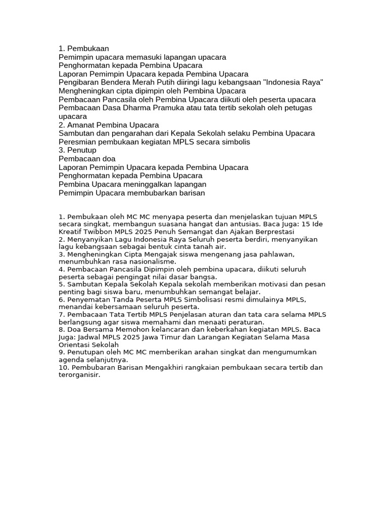 Susunan Acara MPLS 2025 | PDF