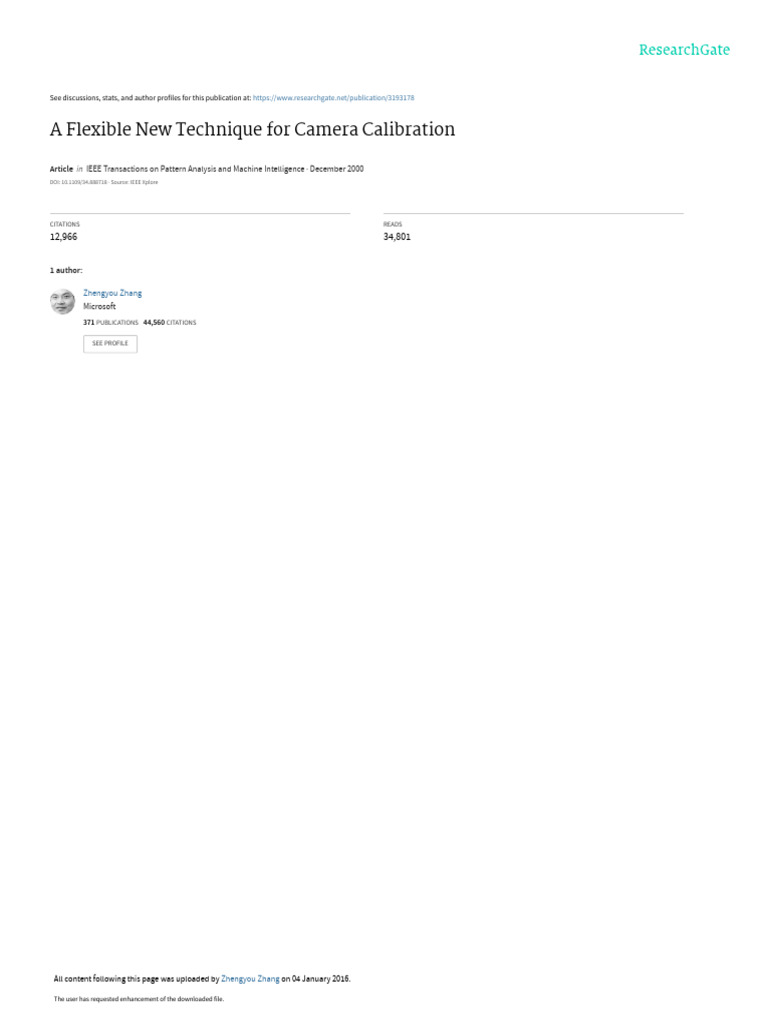 Flexible Camera Calibration Technique | PDF