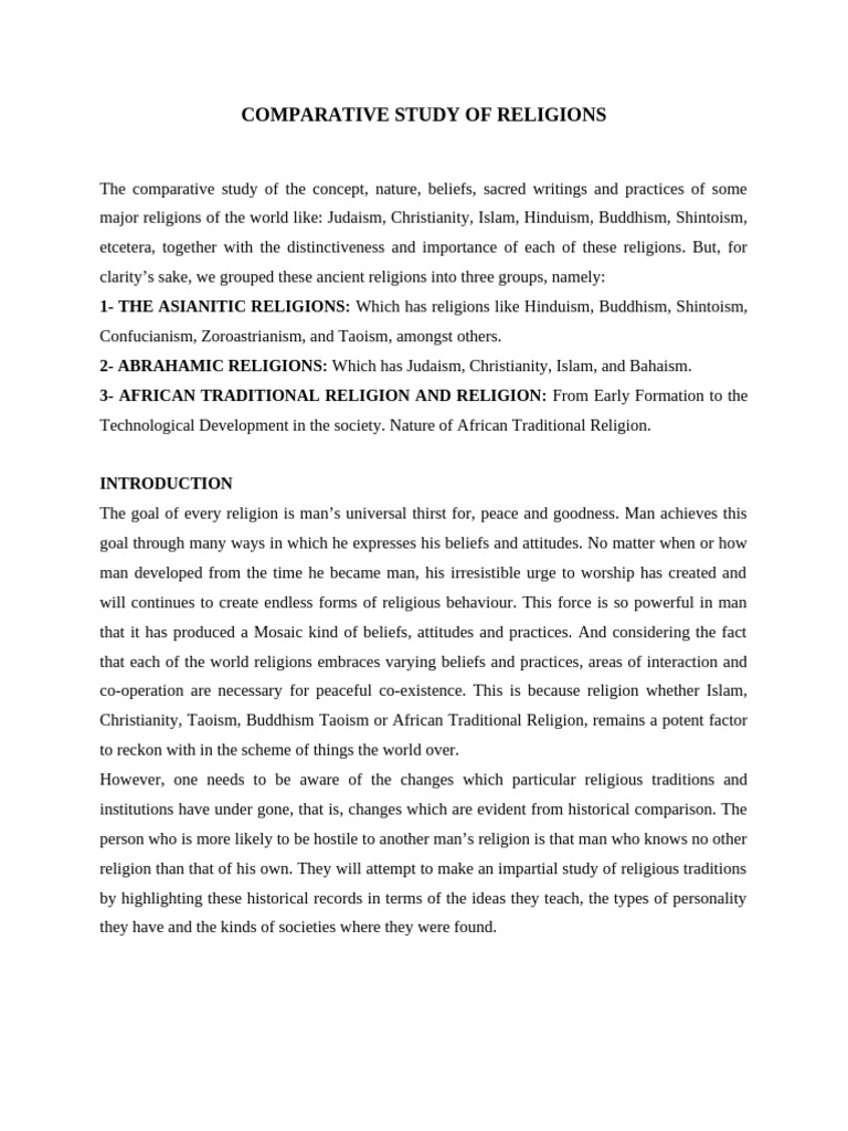 Comparative Study of Religions | PDF | Jesus | God The Father