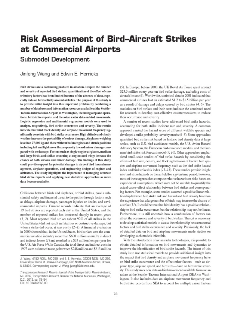 Bird Strike Risk Assessment Models | PDF | Linear Regression ...