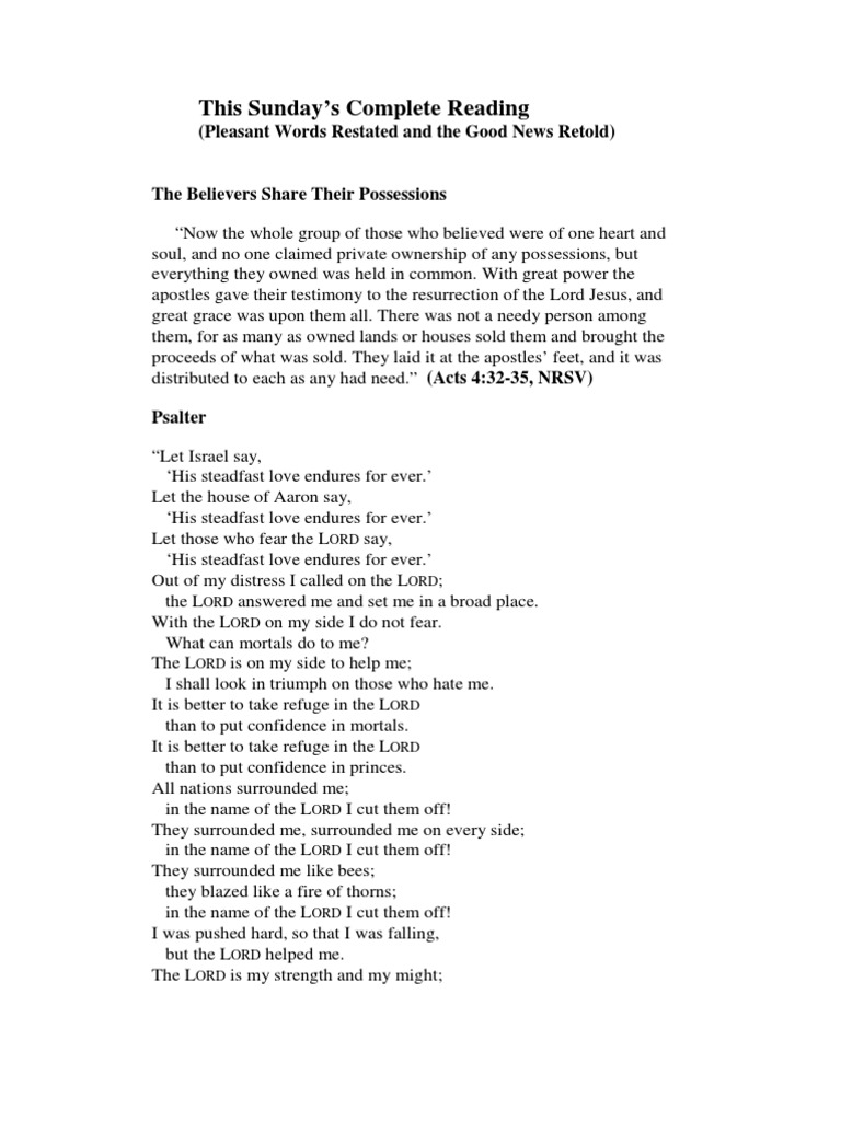Sunday Scripture Reflection Guide | PDF | Salvation | Jesus