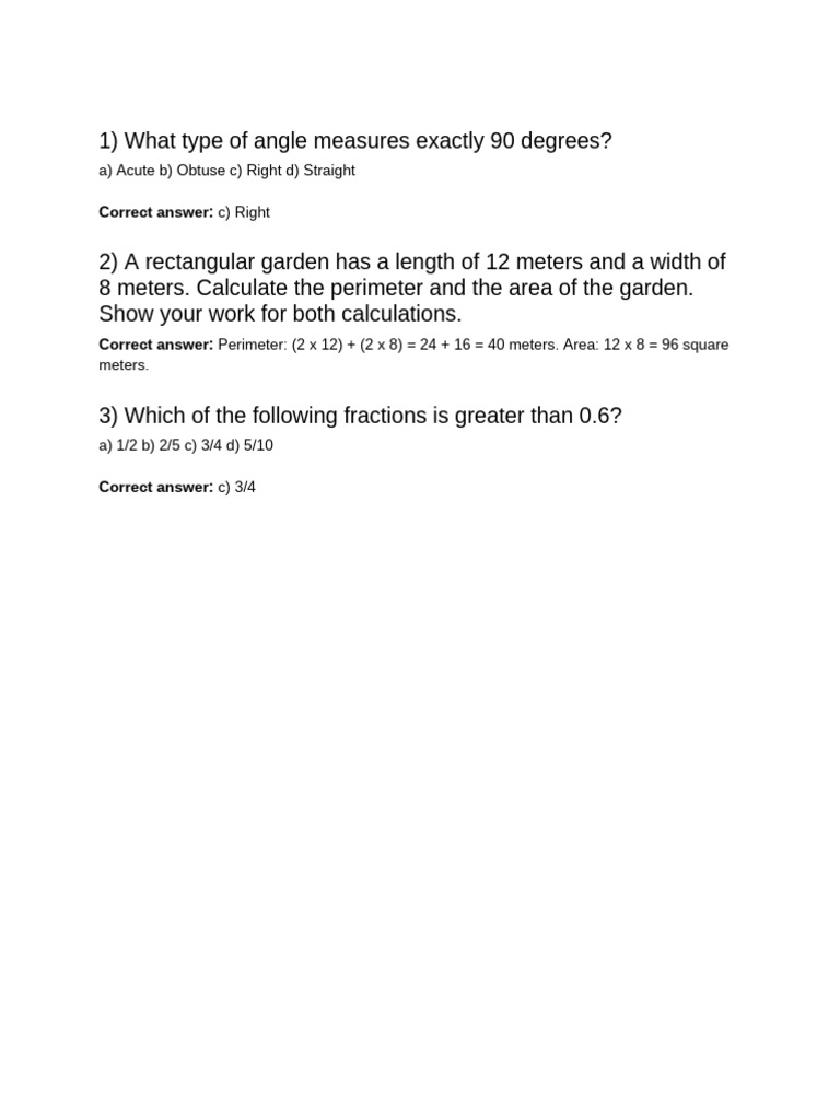 Gr. 6 Standard Math (3 Questions) | PDF