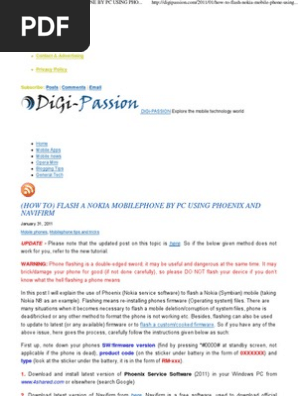 how to flash a nokia mobilephone by pc using phoenix and navifirm digi passion adobe flash mobile phones