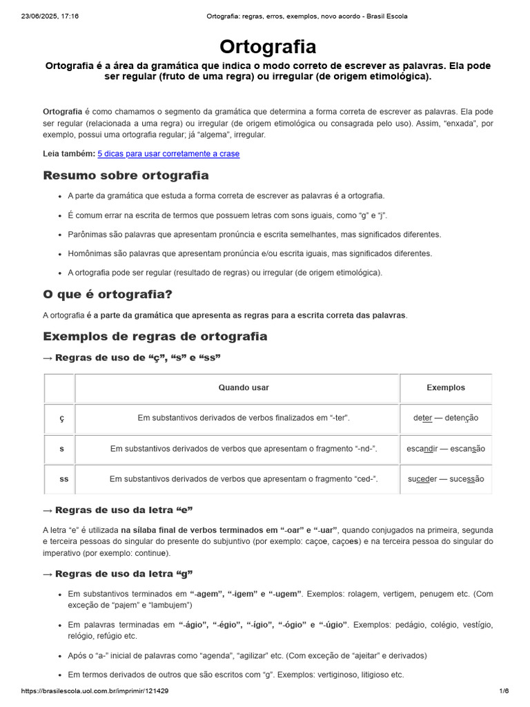 Regras e Exemplos de Ortografia | PDF | Ortografia | Palavra