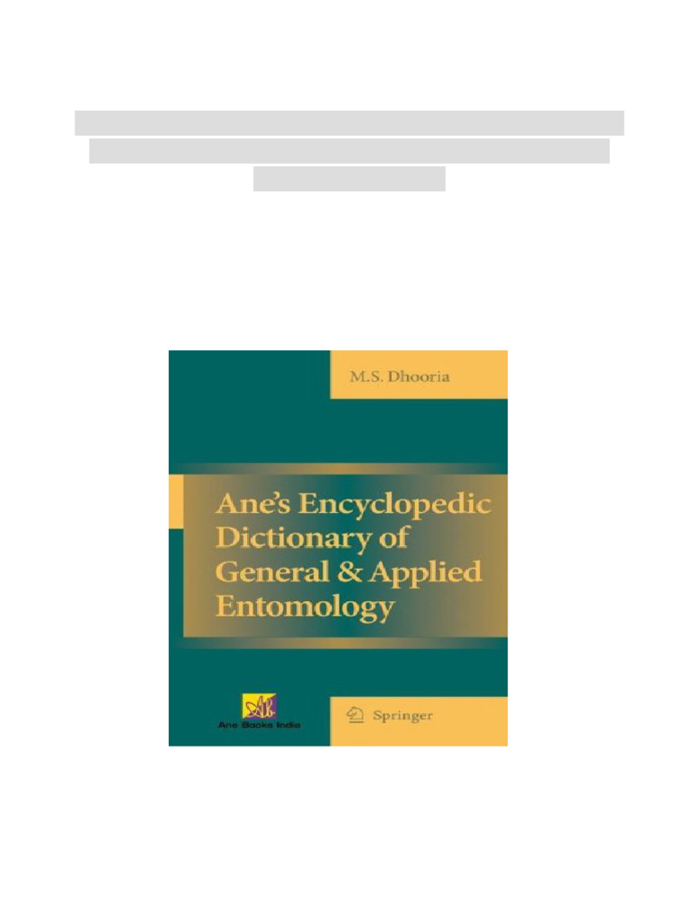 Ane S Encyclopedic Dictionary of General Applied Entomology 1st Edition ...