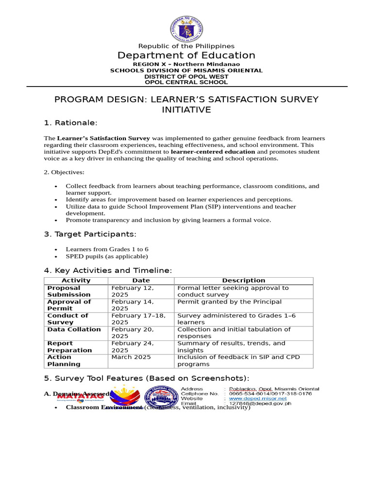 Program Design Learner's Satisfaction Survey Initiative | PDF ...