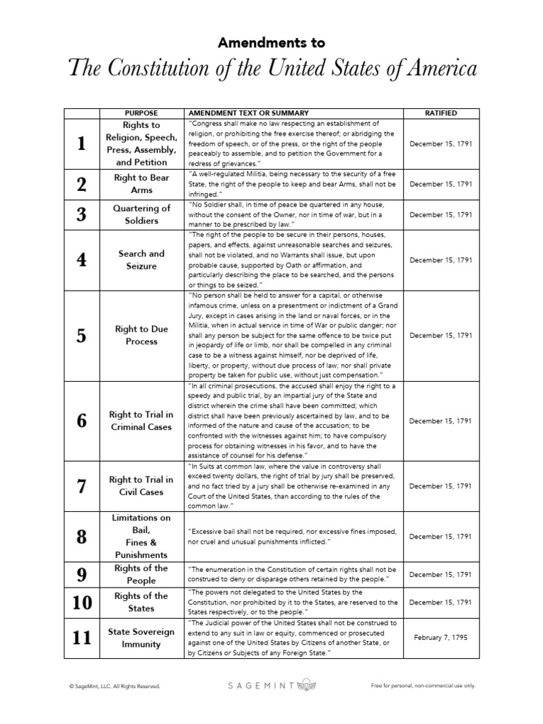 U.S. Constitutional Amendments Overview | PDF | Citizenship | Search ...
