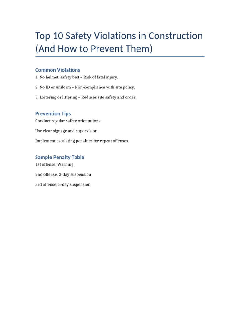 Top 10 Construction Safety Violations | PDF