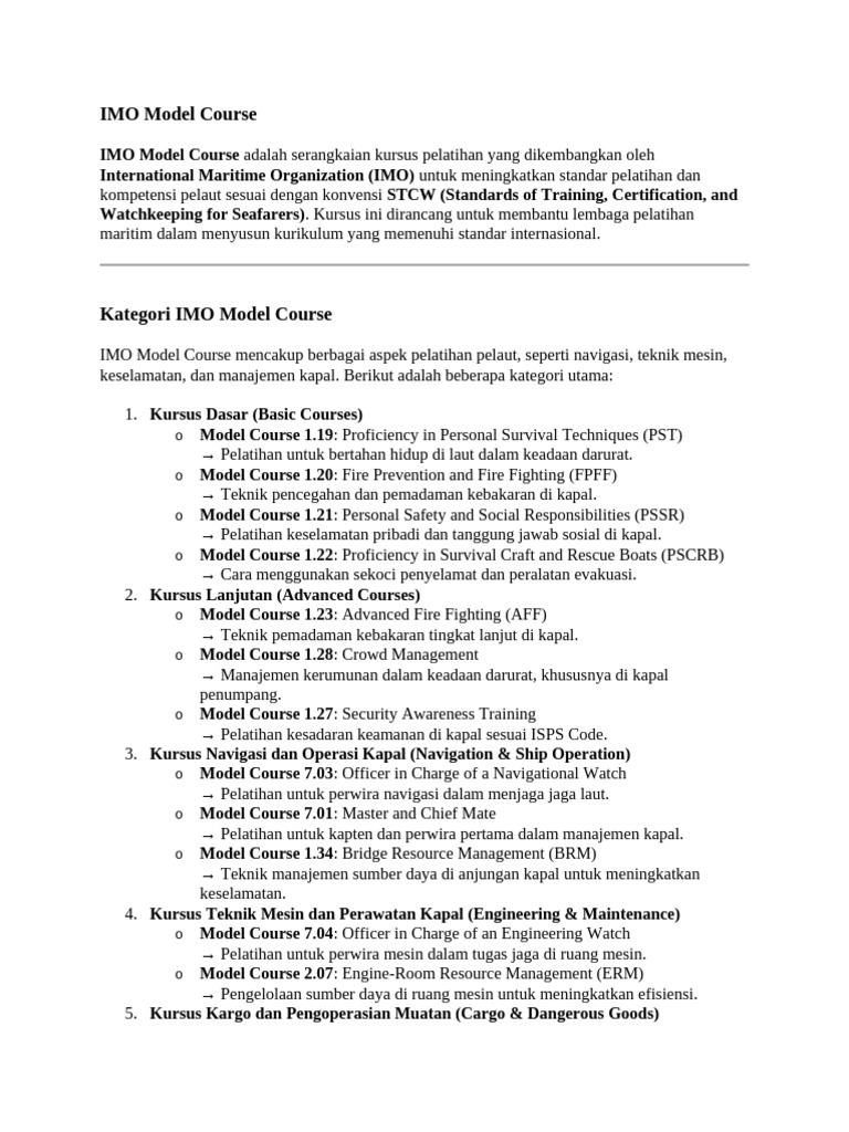 Pelatihan Navigasi IMO Model Course | PDF