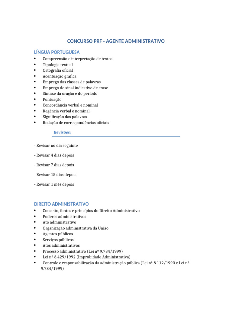Guia Completo para Concurso PRF 2023 | PDF