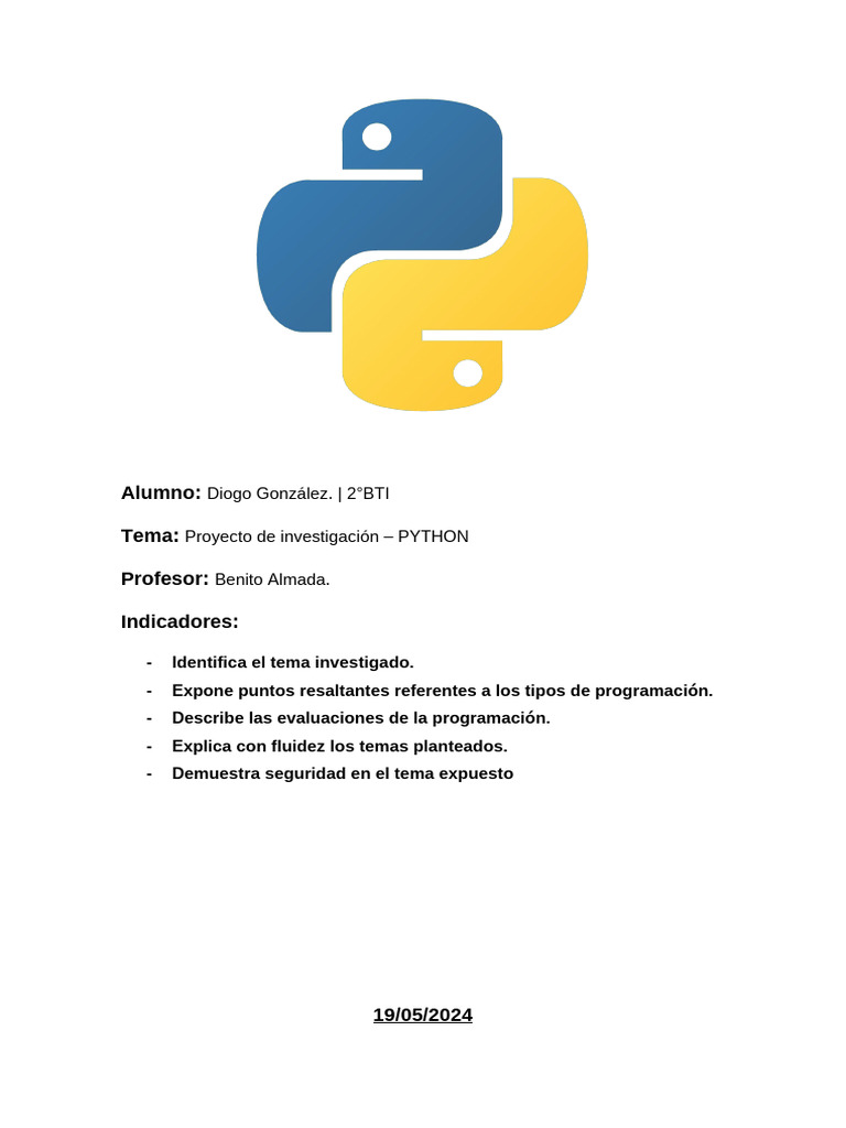 Historia y Tipos de Programación en Python | PDF | Python (lenguaje de ...
