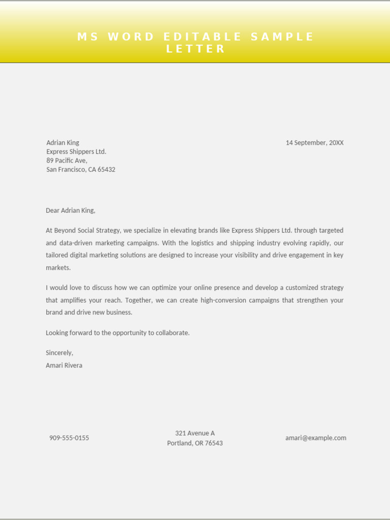 Ms Word Editable Sample Letter 2 Rainbow | PDF