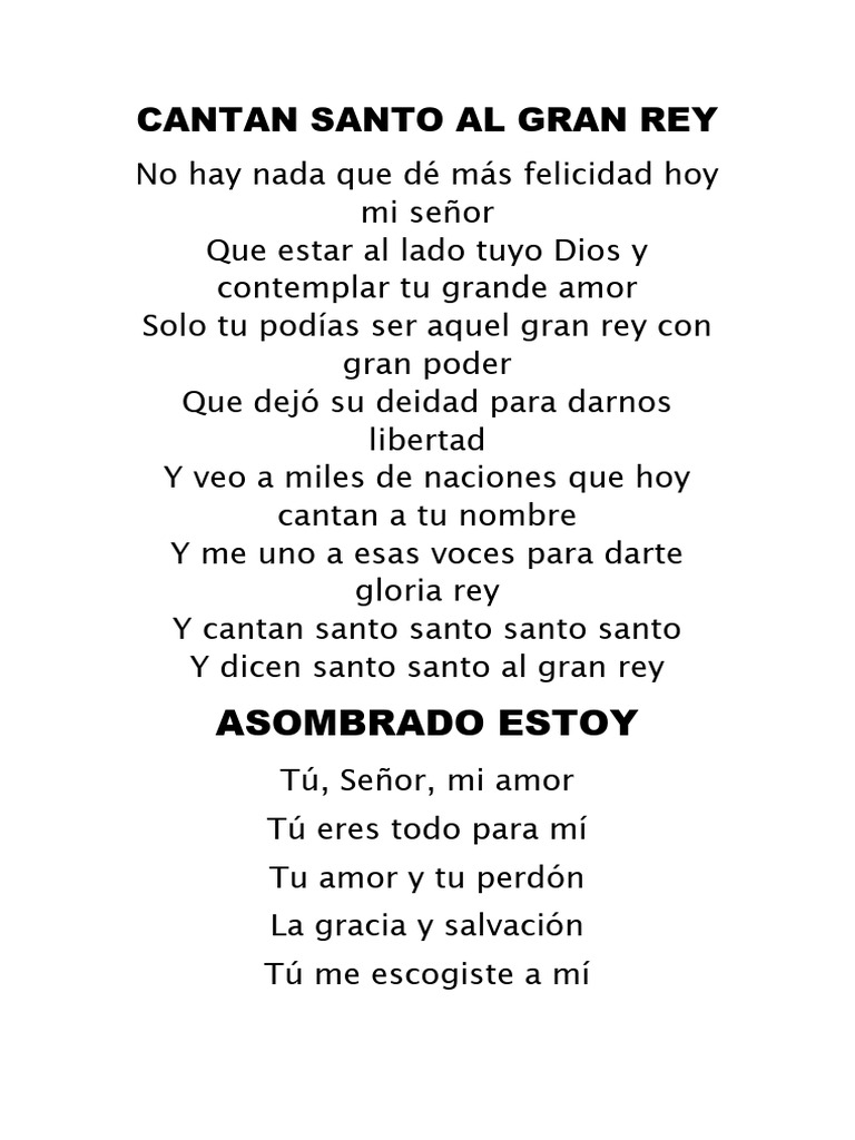 Cantan Santo Al Gran Rey Letra | PDF