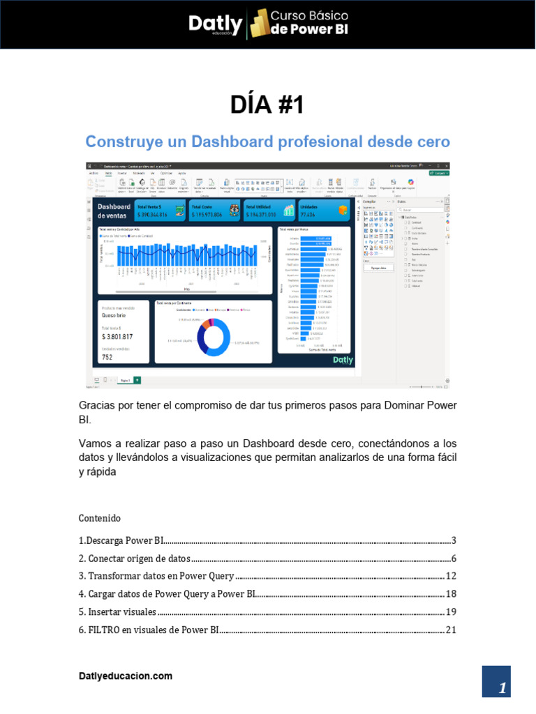 Dashboard Power BI: Guía Paso a Paso | PDF | Microsoft Excel | Marca