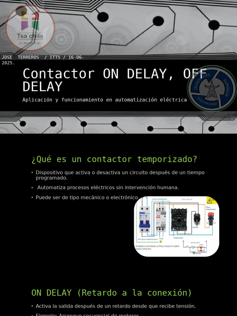 Contactor Temporizado ON y OFF Delay | PDF
