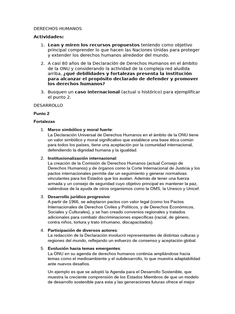 Fortalezas y debilidades de la ONU en DDHH | PDF | Derechos humanos ...
