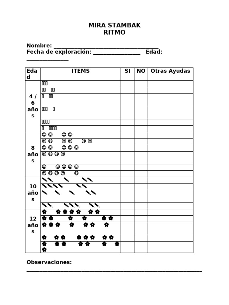 Evaluación de Ritmo en Niños | PDF