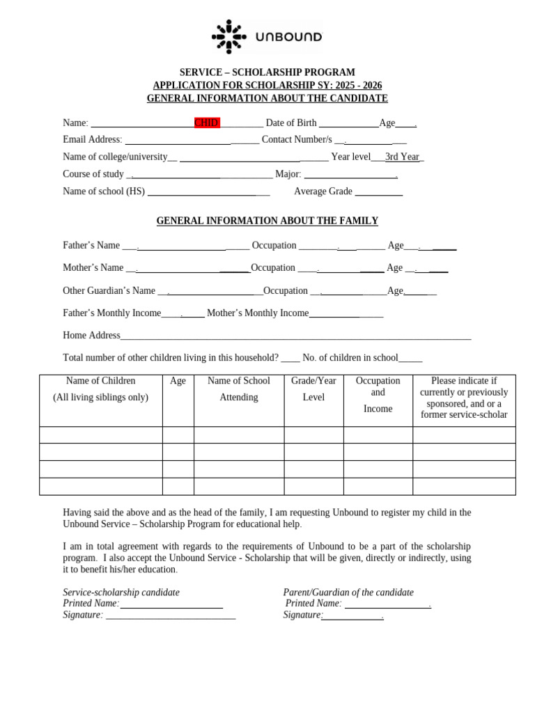 Scholarship Program Application Form | PDF | Social Institutions | Life ...