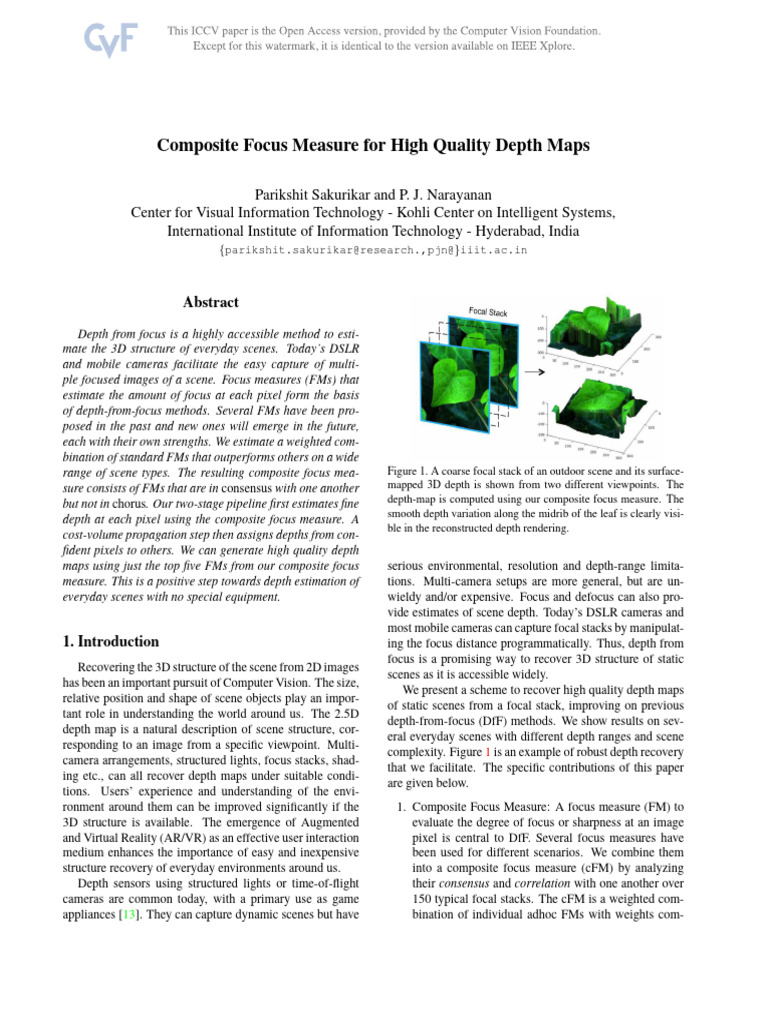 High-Quality Depth Maps via Composite Focus | PDF | Image Resolution ...