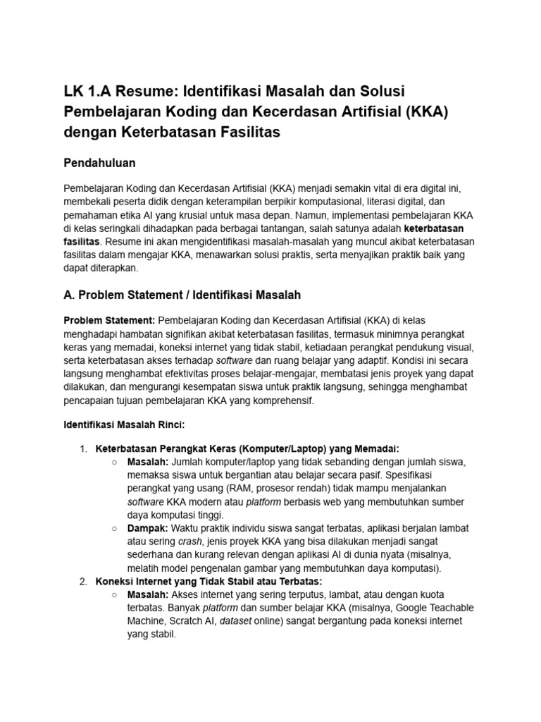 Hambatan dan Solusi Pembelajaran KKA | PDF