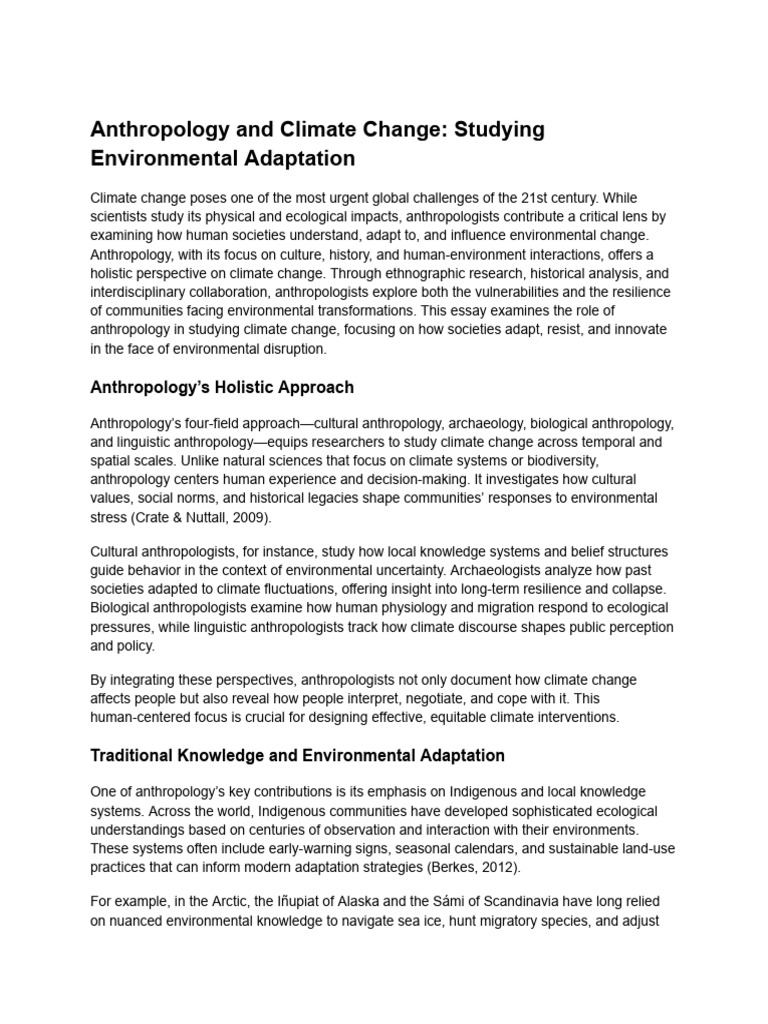 Anthropology's Role in Climate Adaptation | PDF | Anthropology ...