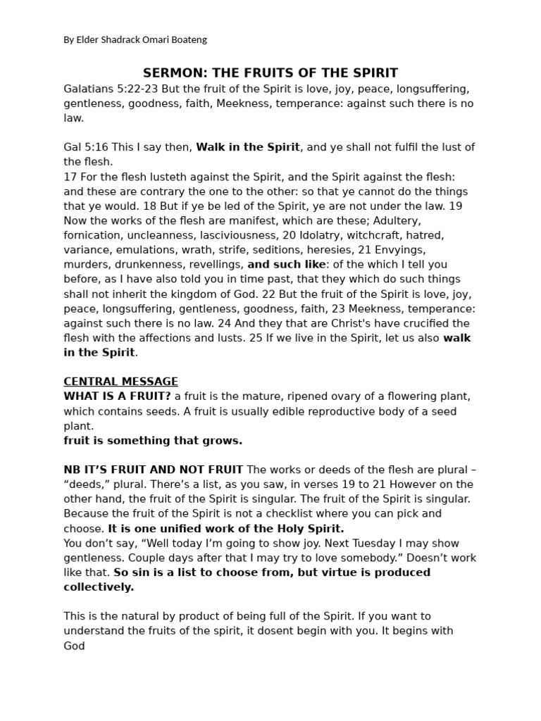 Cultivating the Fruits of the Spirit | PDF | Fruit Of The Holy Spirit ...