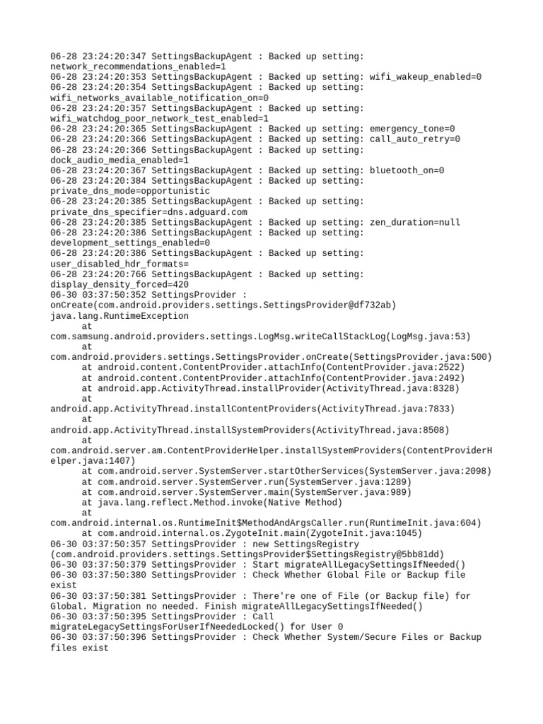 Settings Provider | PDF | Software | Operating System Technology