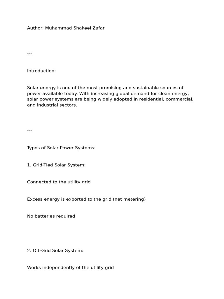 Basics of Solar Power Systems Explained | PDF