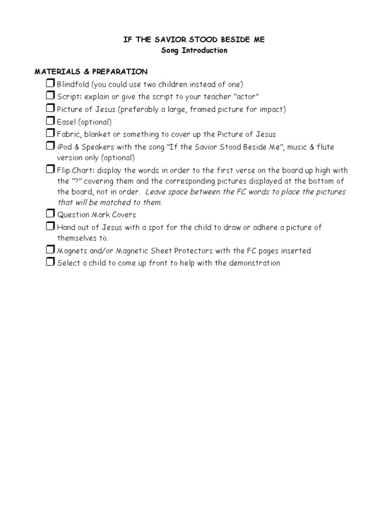 If The Savior Stood Beside Me Intro Lesson Script Nalani Download