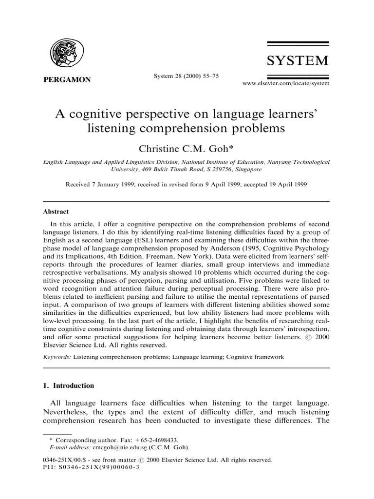 Cognitive Challenges in ESL Listening | PDF | Reading Comprehension ...