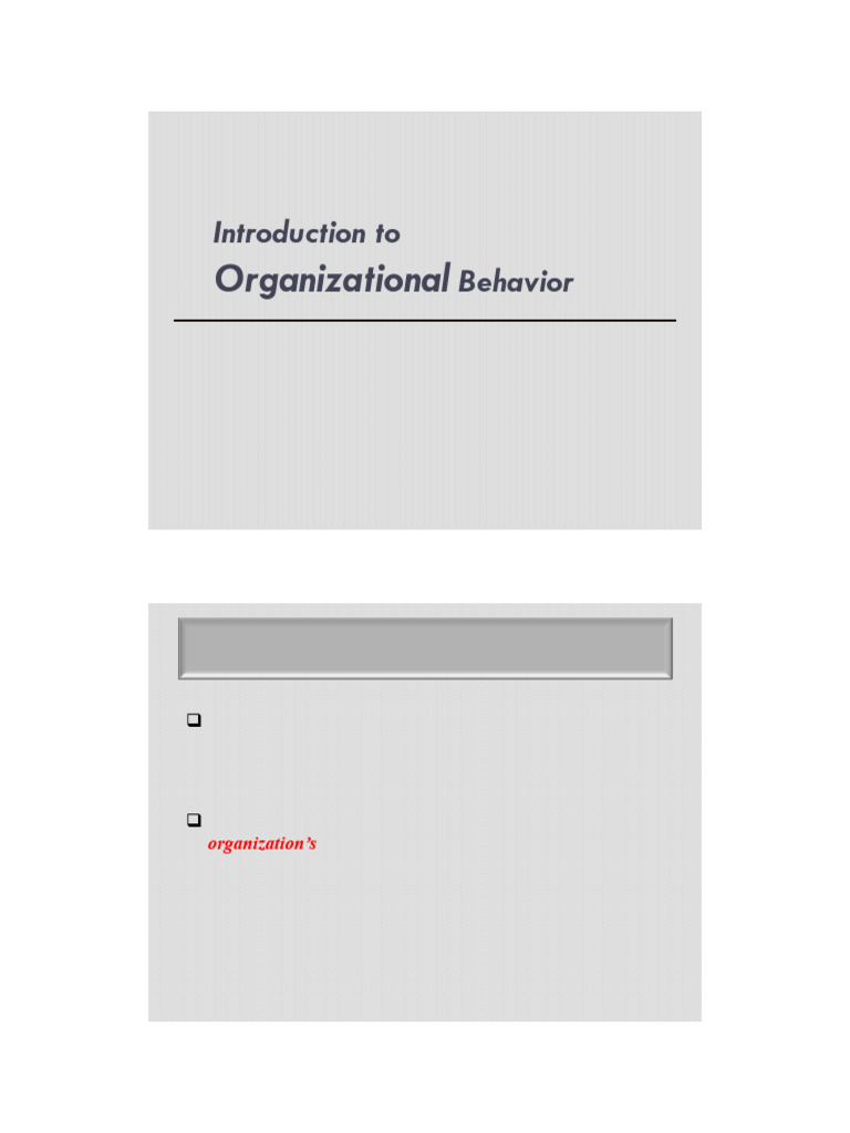 1 Organizational Behavior Pdf Organizational Behavior Intuition