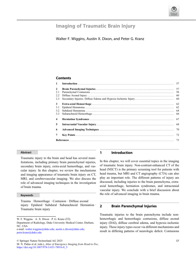 Imaging Techniques for Brain Injury | PDF | Traumatic Brain Injury ...
