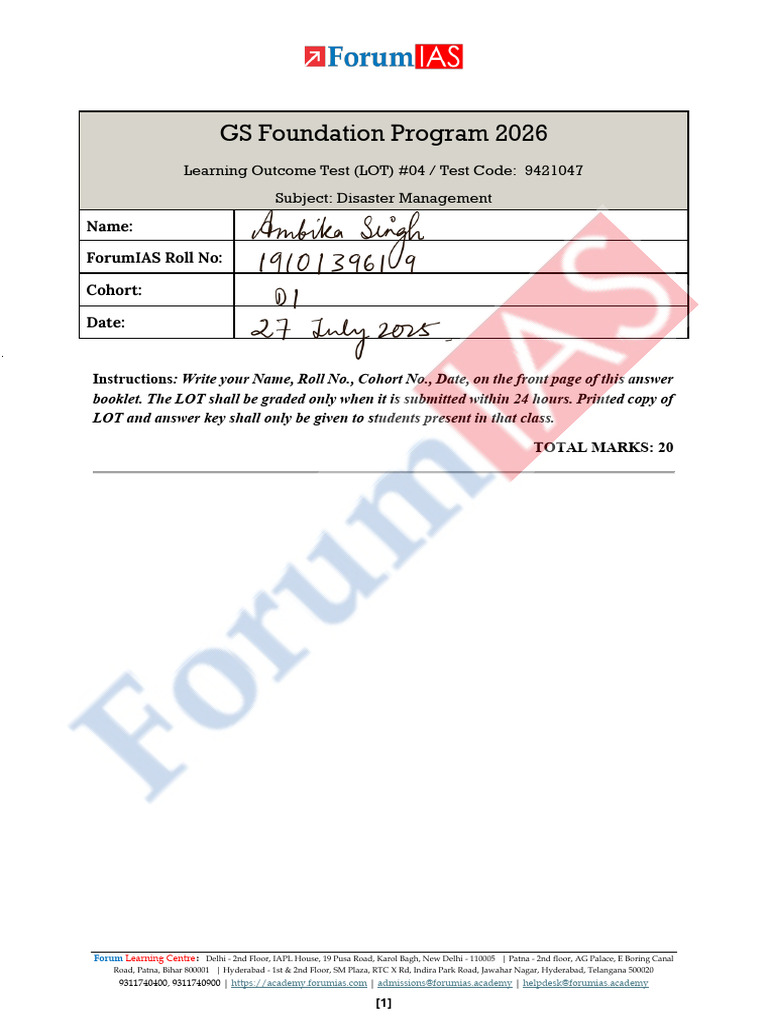 GS Foundation Program 2026: LOT 04 | PDF