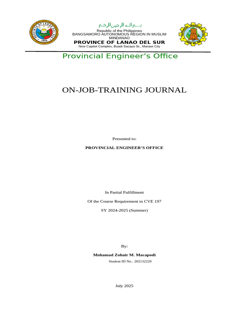 On-Job Training Journal - Lanao del Sur | PDF