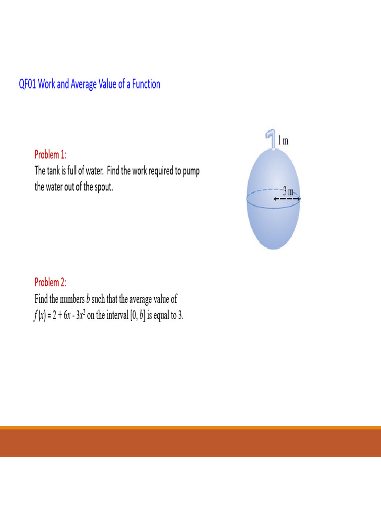 QF01 Work and Ave Value of A Function | PDF