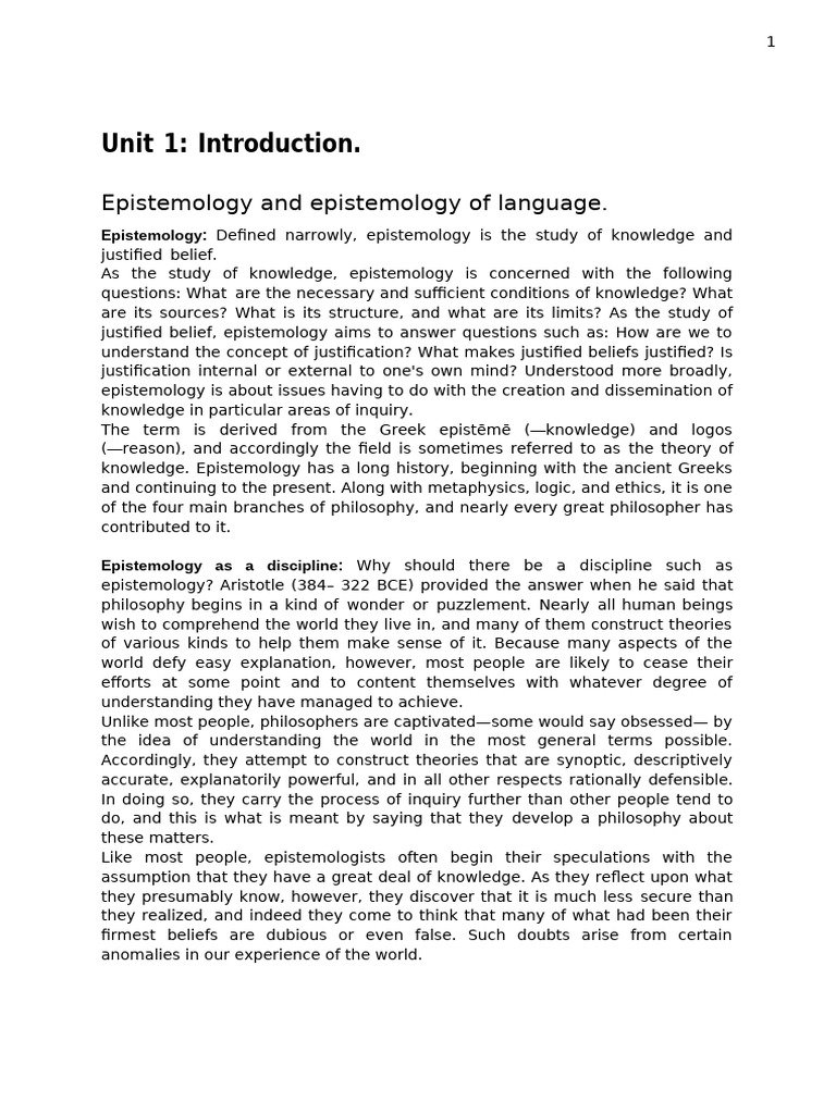 Epistemology and Philosophy of Language | PDF | Epistemology | Semantics