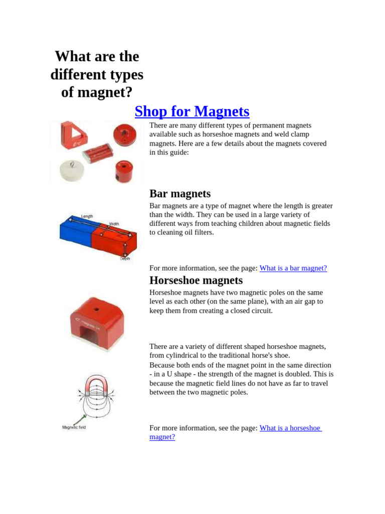 Overview of Magnet Types and Uses | PDF | Magnet | Ferromagnetism